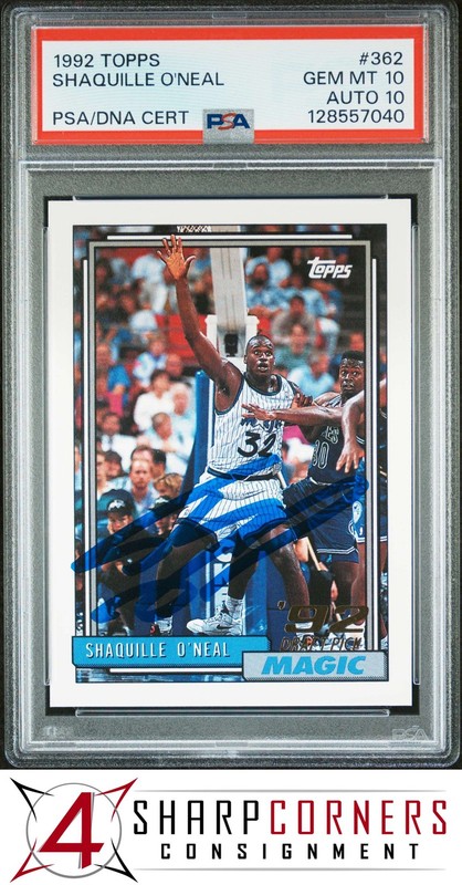 1992 TOPPS #362 SHAQUILLE O'NEAL RC HOF PSA 10 DNA AUTO 10
