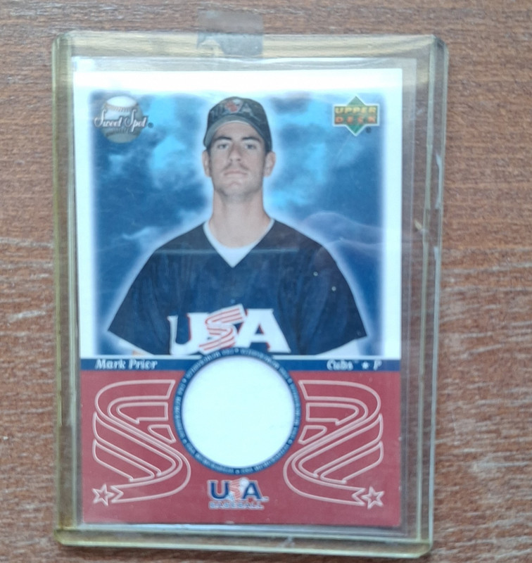 2002Upper Deck Sweet Spot Mark Prior #10 USA Baseball Game Used Jersey Card.