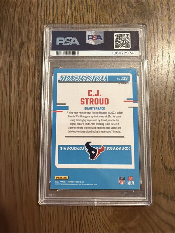 2023 Donruss CJ Stroud Optic Preview Pink Rated Rookie #339 PSA 10 view 2
