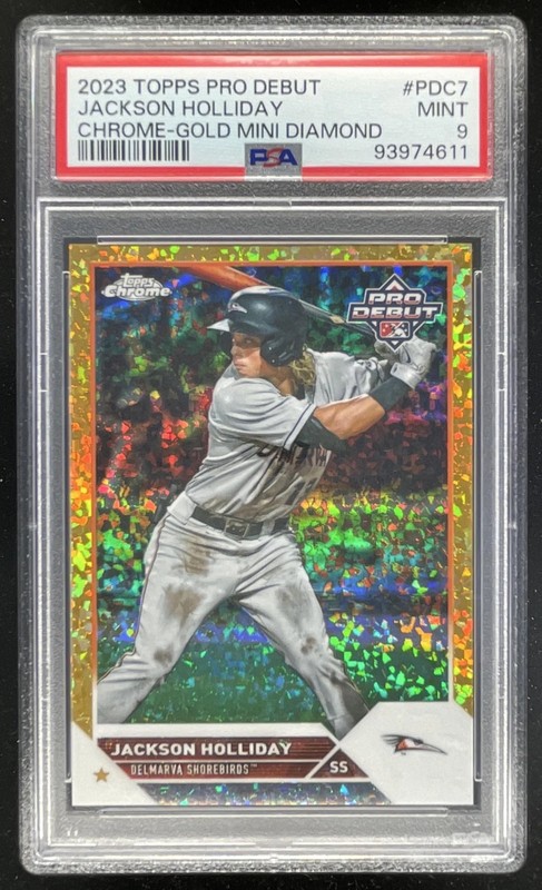 2023 Topps Pro Debut Chrome Gold Mini Diamond #PDC-7 Jackson Holliday /50 PSA 9