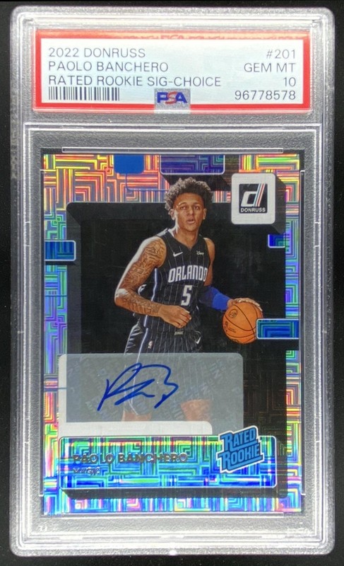 PAOLO BANCHERO 2022 PANINI DONRUSS RATED ROOKIE CHOICE RC AUTO PSA 10 MAGIC