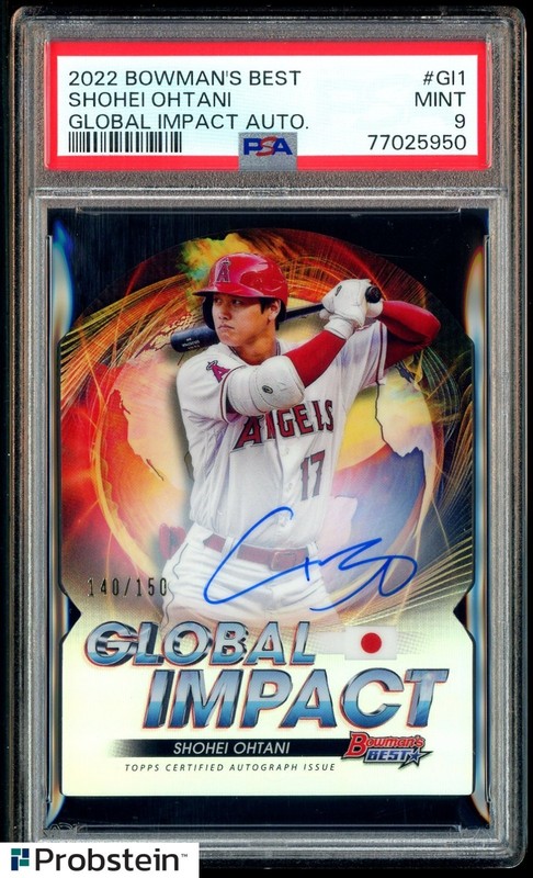 2022 Bowman's Best Global Impact Shohei Ohtani ON CARD AUTO 140/150 PSA 9