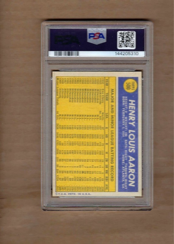 1970  TOPPS  HANK  AARON  #  500     PSA  6 view 2