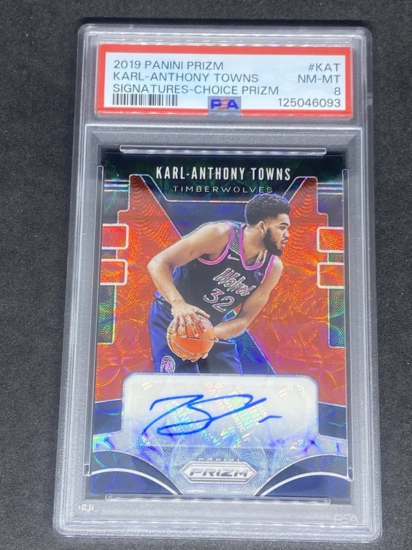 2019-20 Panini Prizm Signatures Karl-Anthony Towns Choice Auto #KAT PSA 8 NM-MT