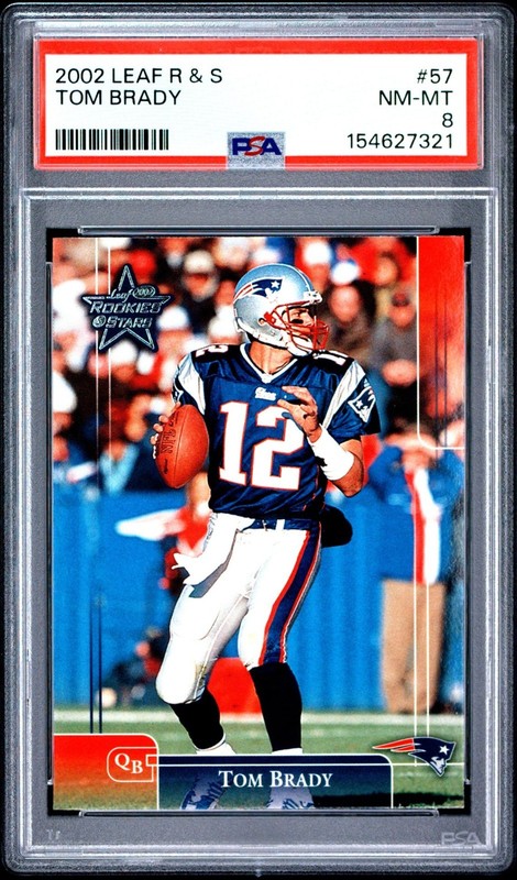2002 LEAF ROOKIES & STARS #57 TOM BRADY PSA 8  NM-MT