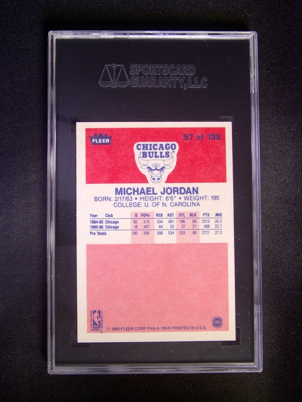 1986-87 Fleer Premier Michael Jordan #57 RC Rookie SGC 8 view 2