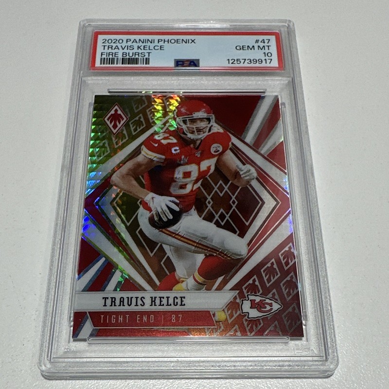 Panini 2020 Phoenix Travis Kelce #47 Fire Burst PSA 10 Kansas City Chiefs