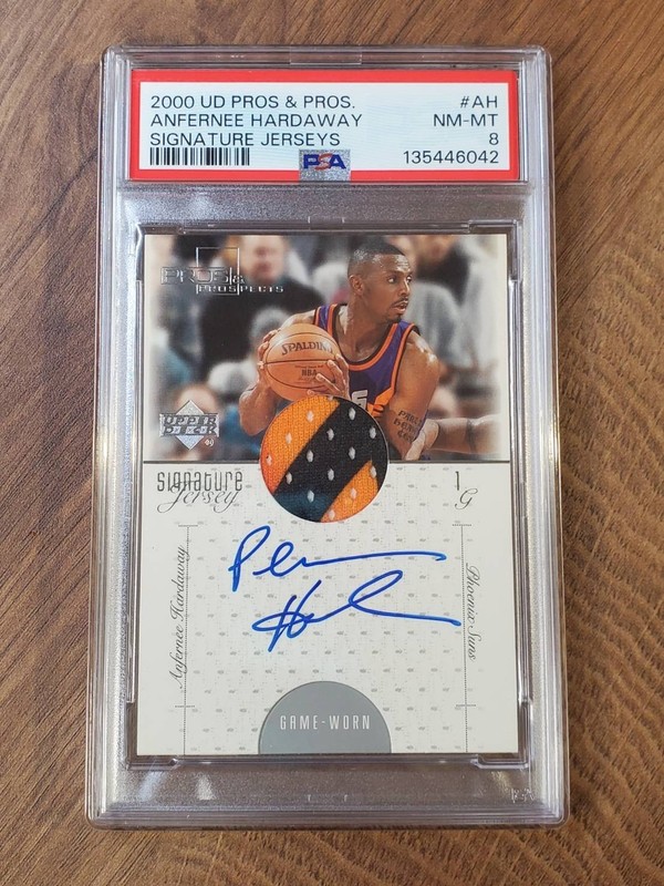 2000-01 Upper Deck Signature Jersey Anfernee Hardaway Auto Game Used #AH PSA 8