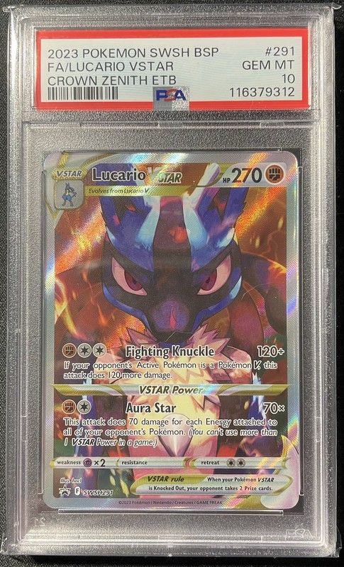 PSA 10 GEM MINT Lucario VSTAR Promo SWSH291 Crown Zenith ETB Pokemon TCG Card