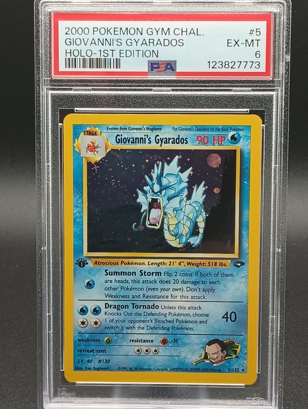 Giovanni's Gyarados 5/132 Gym Challenge 1st Edition Holo PSA 6 EX-MT