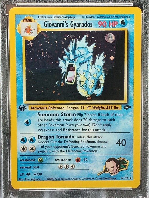 Giovanni's Gyarados 5/132 Gym Challenge 1st Edition Holo PSA 6 EX-MT view 2