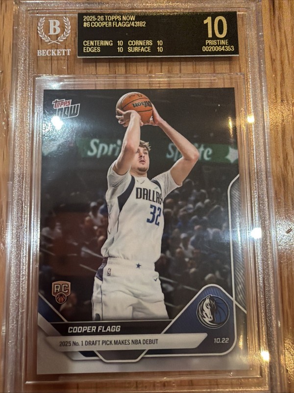 2025-26 Topps Now - Cooper Flagg #6 /43182 (RC) BGS 10 BLACK LABEL New Label!