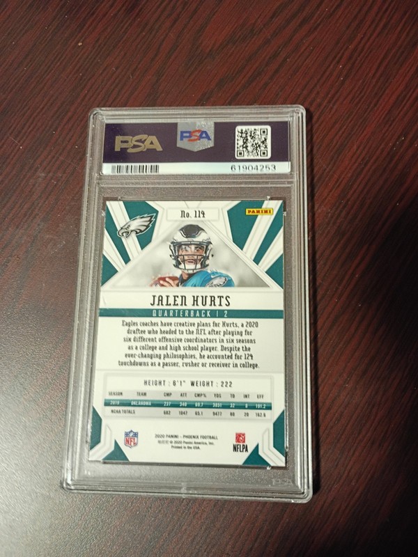 2020 Panini Phoenix - Rookies Jalen Hurts #114 Fire Burst (RC) PSA 10  view 2