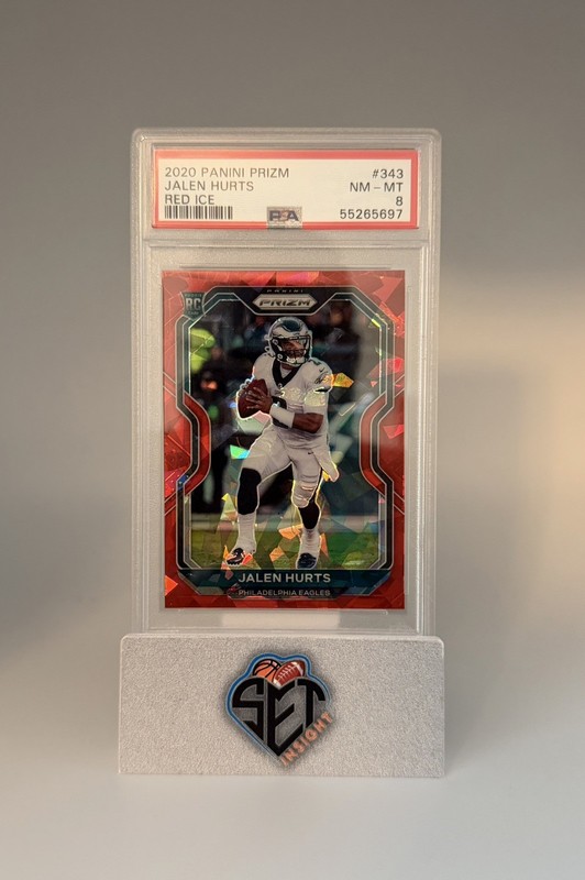 2020 Panini Prizm - Rookie Jalen Hurts #343 Red Ice Prizm (RC) PSA 8