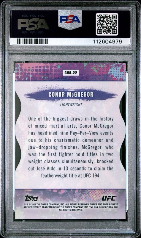2024 Finest Conor Mcgregor Chaos Die Cut Refractor /75 #CHA-22 PSA 10 view 2