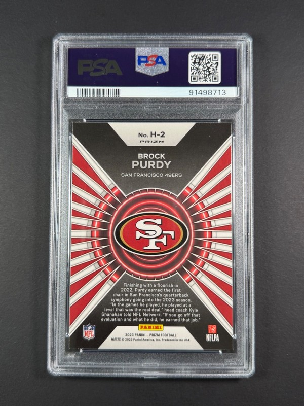 Brock Purdy 2023 Panini Prizm "Hype - Green Prizm" #2 - PSA 10 - GEM MINT view 2