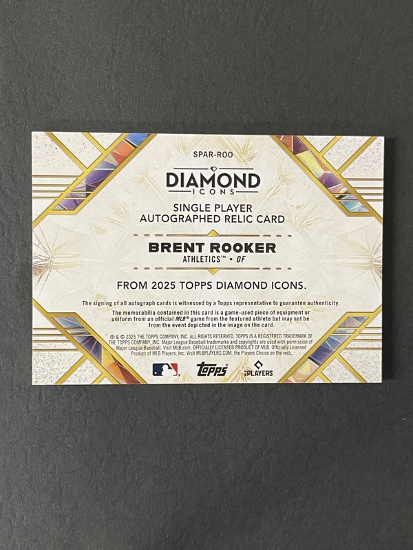 2025 TOPPS Diamond Icons Brent Rooker Patch Auto /10 view 2