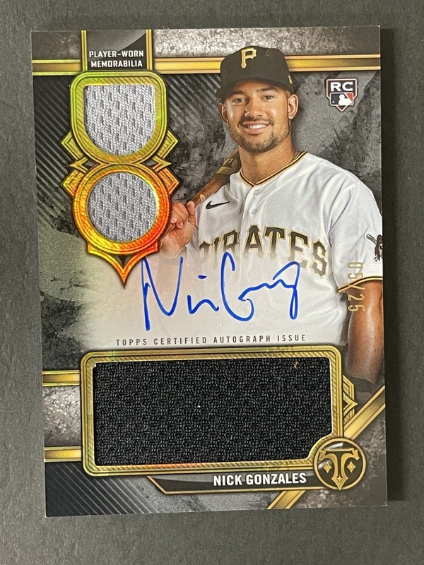 2024 Topps Triple Threads Nick Gonzales RC Triple Patch Auto /25 Pirates