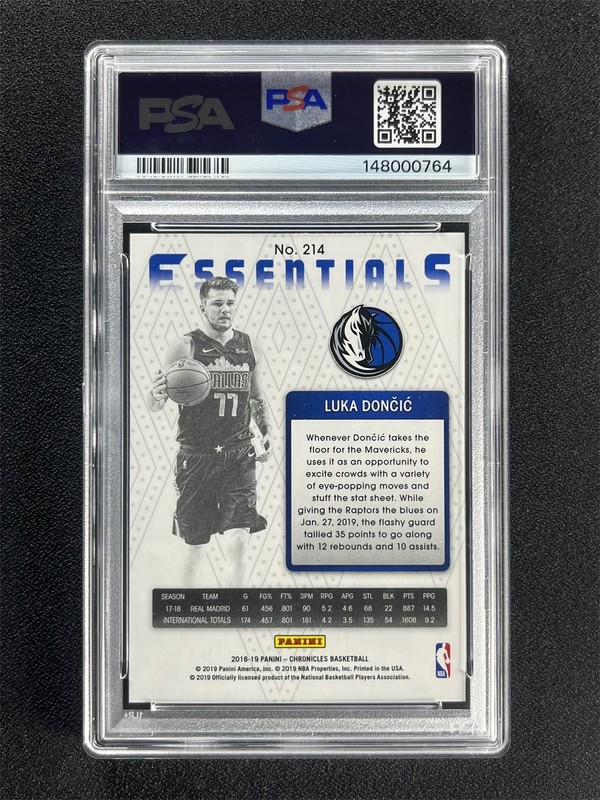 2018-19 Panini Chronicles Essentials Luka Doncic #214 RC Rookie PSA 10 GEM MT view 2