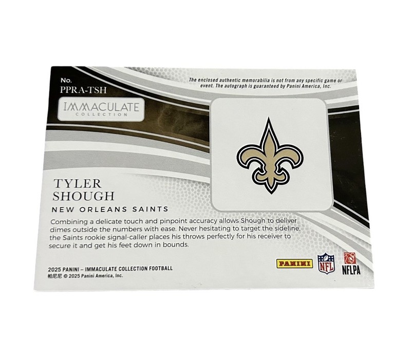 2025 Panini Immaculate Collection - Tyler Shough Rookie Patch Auto /99 🔥 view 2