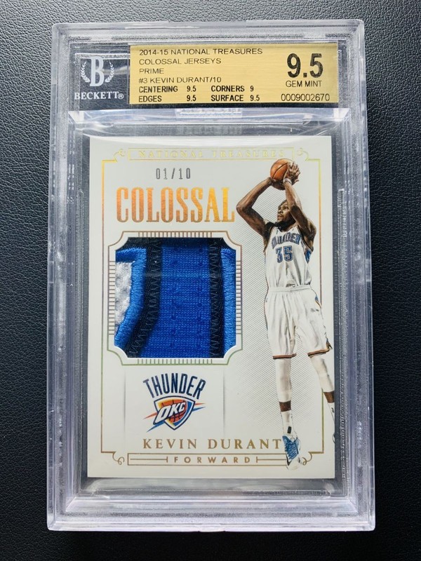 2014-15 National Treasures Kevin Durant Colossal GOLD Patch 01/10≈1/1 BGS 9.5
