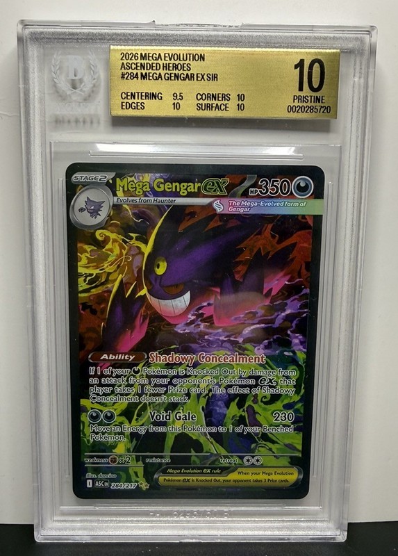 2026 Pokemon Ascended Heroes Mega Gengar Ex SIR #284 BGS 10 PRISTINE Beckett