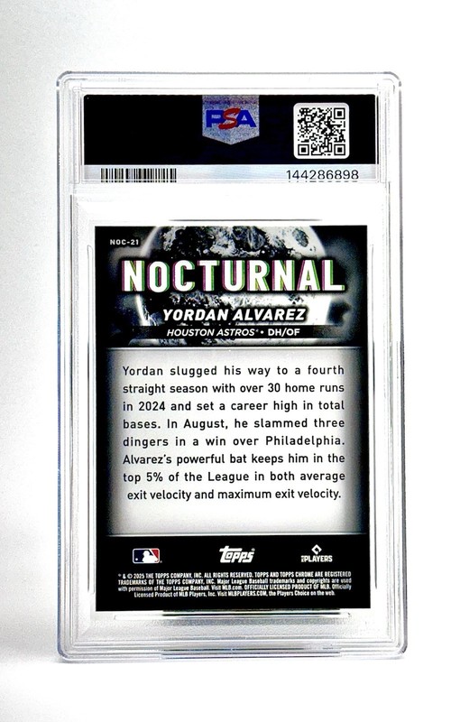 2025 Topps Chrome Black Nocturnal NOC-21  🔥Yordan Alvarez Astros PSA 10 view 2