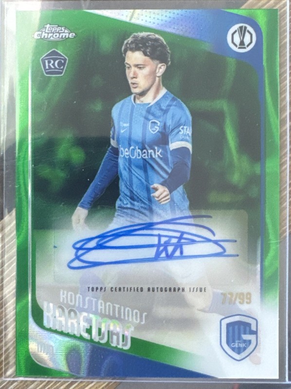 2025-26 Topps Chrome UCC UEFA Konstantinos Karetsas Green Lava Auto RC /99