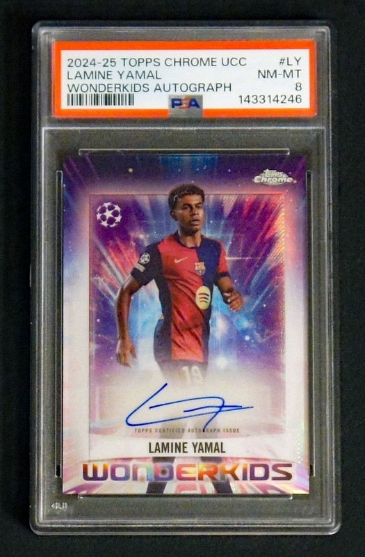 2024-25 Topps Chrome LAMINE YAMAL AUTO Wonderkids (World Cup Soccer) PSA 8
