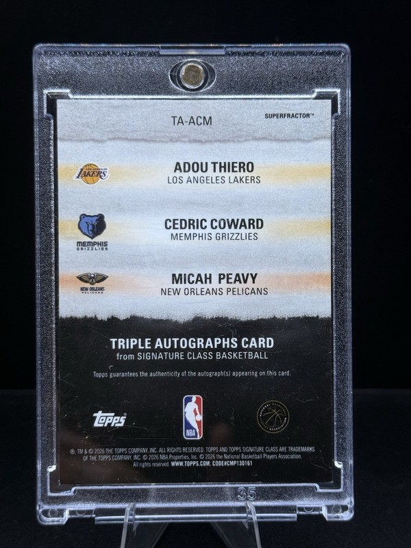Topps 2026 Signature Class Basketball Superfractor 1/1 TA-ACM Triple Auto🔥 view 2