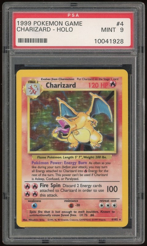 1999 Pokemon Game Charizard-Holo #4 MINT PSA 9 Base Set