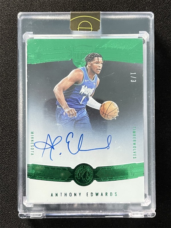 1/3 JSY# 1/1 ! 2021-22 Panini Eminence Basketball Anthony Edwards #15 Green Auto