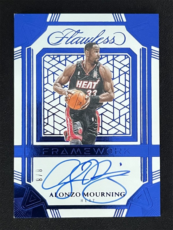 8/8 ≈1/1 ! 2024-25 Panini Flawless Alonzo Mourning Sapphire Framework Auto Heat