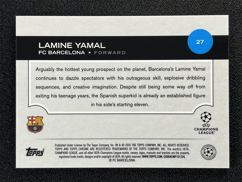 2024-25 Topps Chrome UEFA Lamine Yamal #27 Future Stars Gold Lava /50 &05311 view 2