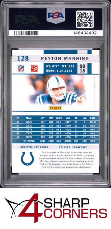 2011 SCORE #128 PEYTON MANNING COLTS HOF PSA 9 view 2