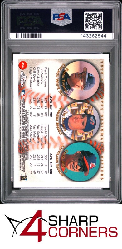 1999 TOPPS CHROME #456 FRANK THOMAS-TIM SALMON POP 2 PSA 9 view 2