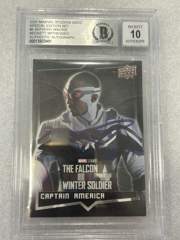 Anthony Mackie SIGNED 2021 Marvel Upper Deck SDCC Captain America #6 BAS AUTO 10