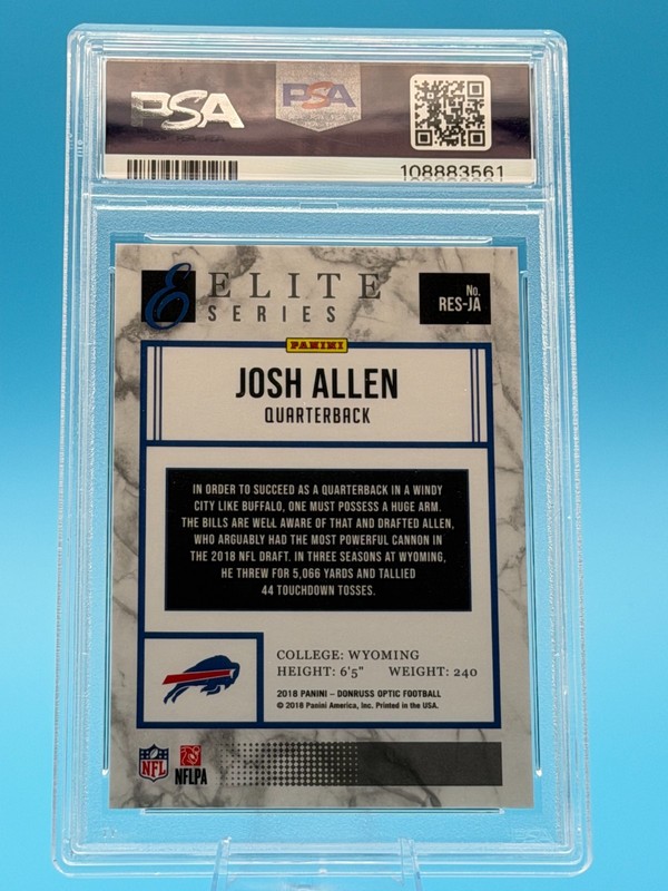 2018 Panini Donruss Optic Josh Allen #RES-JA Rookie Elite Series PSA 9 Bills view 2