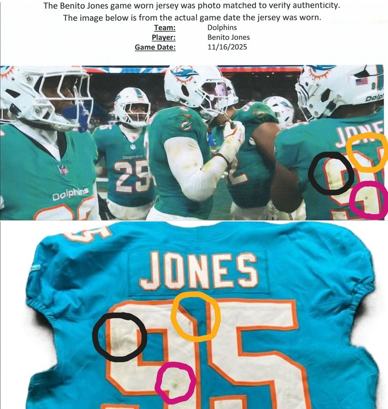 Benito Jones GAME WORN πͺ11/16/25 PHOTO MATCHED πΈ Dolphins Jersey vs Commanders view 2