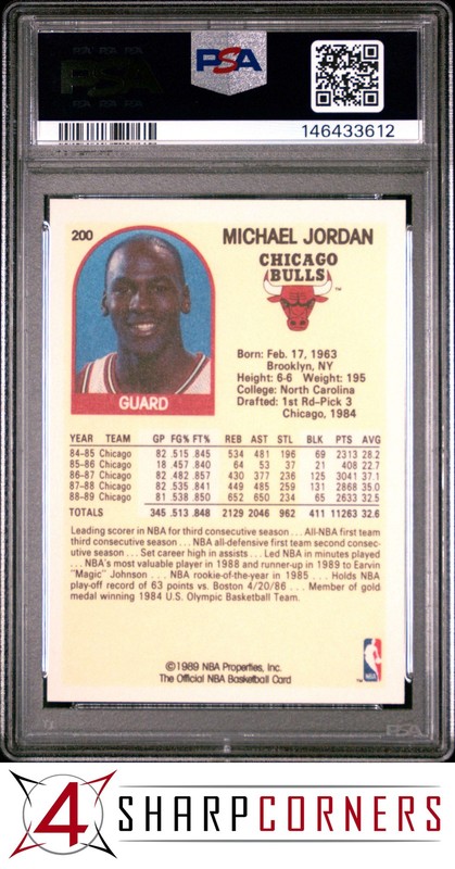1989 HOOPS #200 MICHAEL JORDAN BULLS HOF PSA 10 view 2