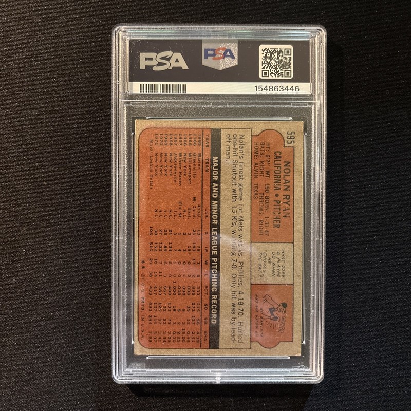 1972 Topps - Nolan Ryan #595 - PSA 3 VG #Freshly Graded view 2