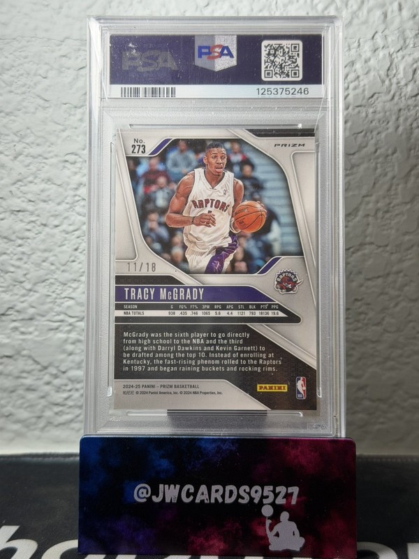 TRACY MCGRADY 2024-25 PANINI PRIZM LEGENDS LOTUS FLOWER RAPTORS /18 PSA 10 pop 1 view 2