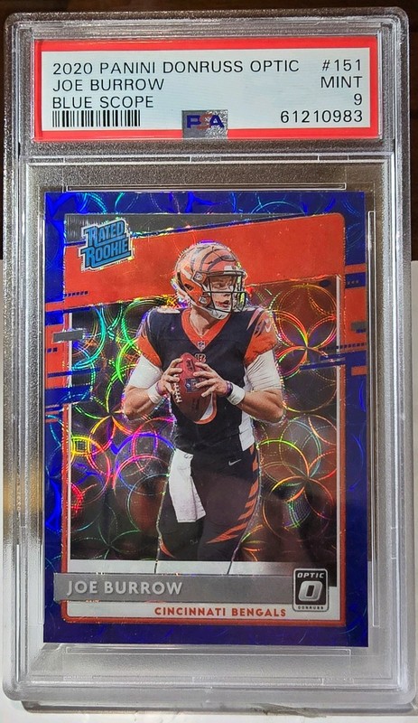 2020 Panini Donruss Optic - Rated Rookies Joe Burrow #151 Blue Scope Prizm (RC)