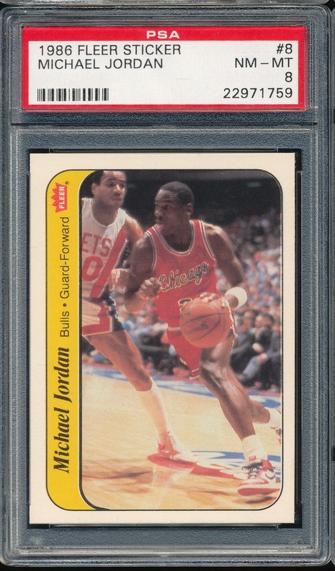 1986 Fleer Sticker Michael Jordan RC #8 PSA 8 - Bulls