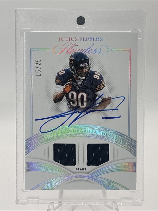 2025 Flawless Julius Peppers Game Worn Jersey Patch On Auto Silver /25 Bears