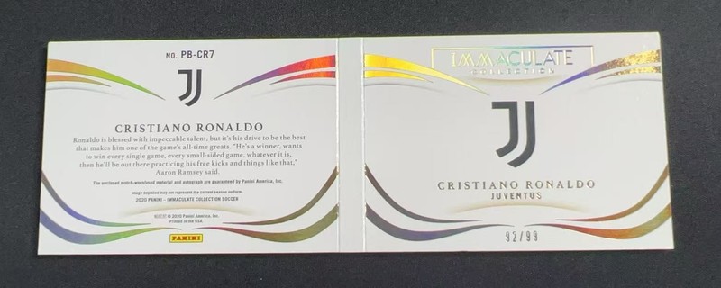 2020 Panini Immaculate Cristiano Ronaldo CR7 Patch Auto Booklet /99 view 2