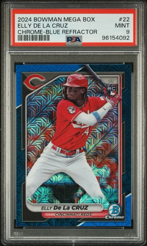 2024 Bowman Chrome Mega Box Elly De La Cruz Rookie RC Blue Refractor /150 PSA 9