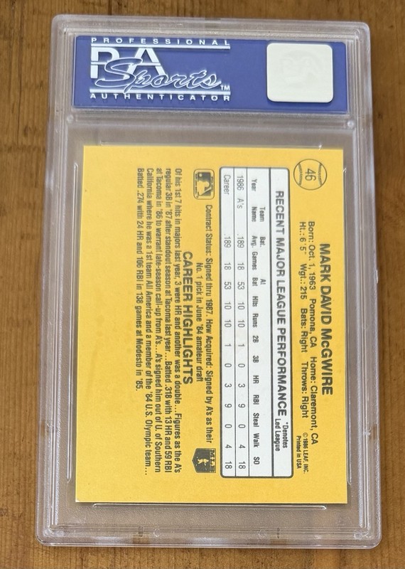 1987 Donruss Mark McGwire Rated Rookie #46 PSA 8 RC NM-MT view 2