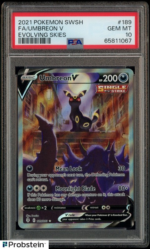 2021 Pokemon SWSH Evolving Skies #189 Umbreon V FA PSA 10 GEM MINT