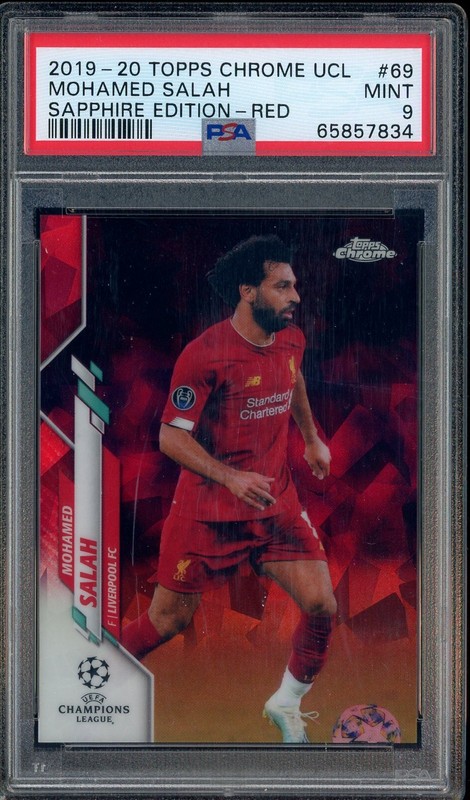 2019-20 Topps Chrome UCL Soccer Sapphire Red #69 Mohamed Salah 2/5 PSA 9